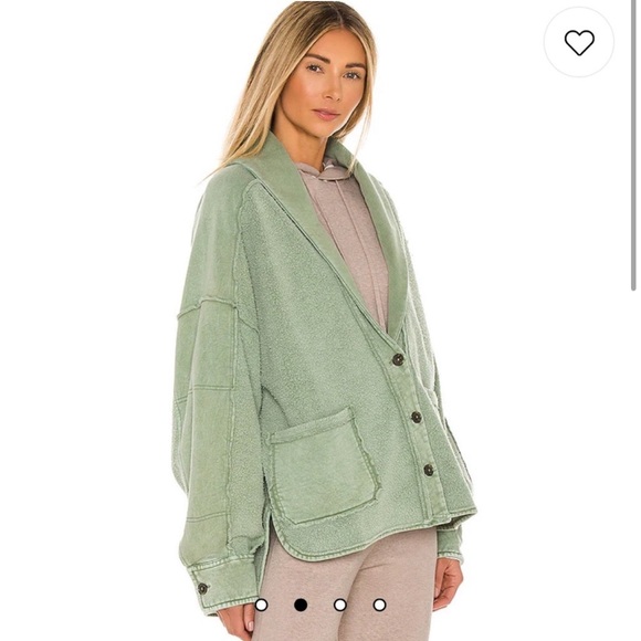Free People Sage Green Jordan Reverse Fleece Shacket - Picture 1 of 2